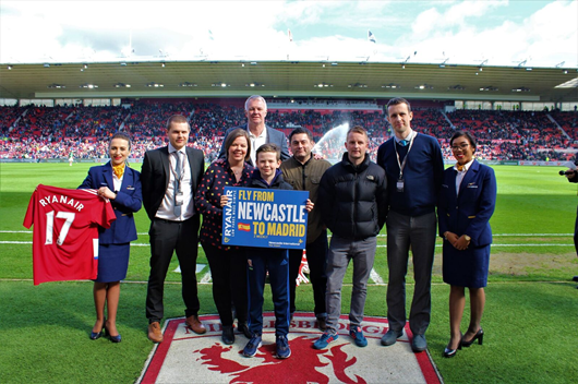 Ryanair & Middlesbrough FC Celebrate New Madrid Route From Newcastle Airport