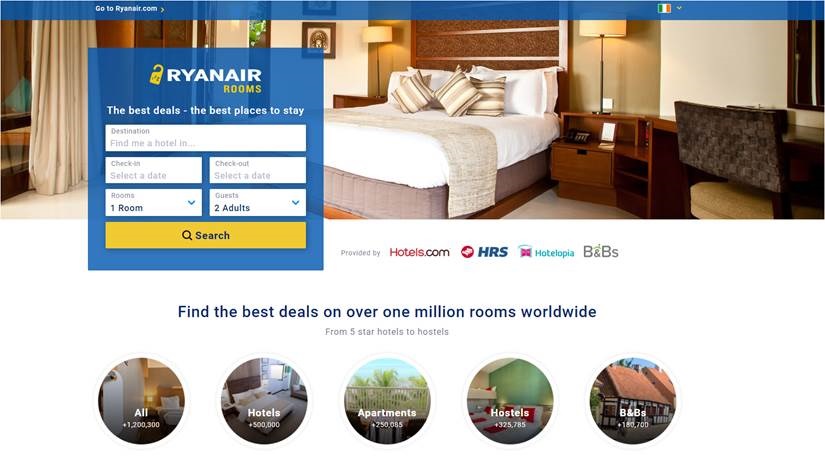 Ryanair Rooms Website Upgraded With More Accommodation Choice & Improved Search Options