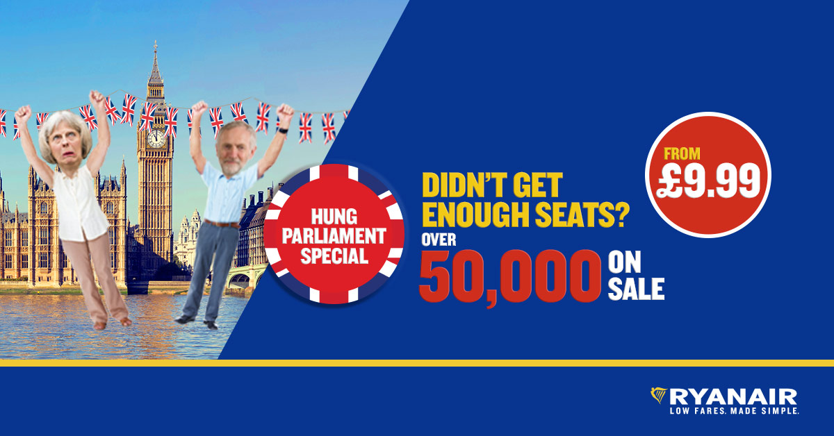 Ryanair Launches Hung Parliament Seat Sale