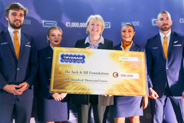 Ryanair Customers Help Airline To Make €100,000 Scratch Card Donation To The Jack & Jill Foundation