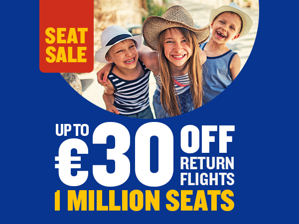 Beat The Autumn Blues With Ryanair’s Low Fares Massive Seat Sale With Up To €30 Off Over 1 Million Seats