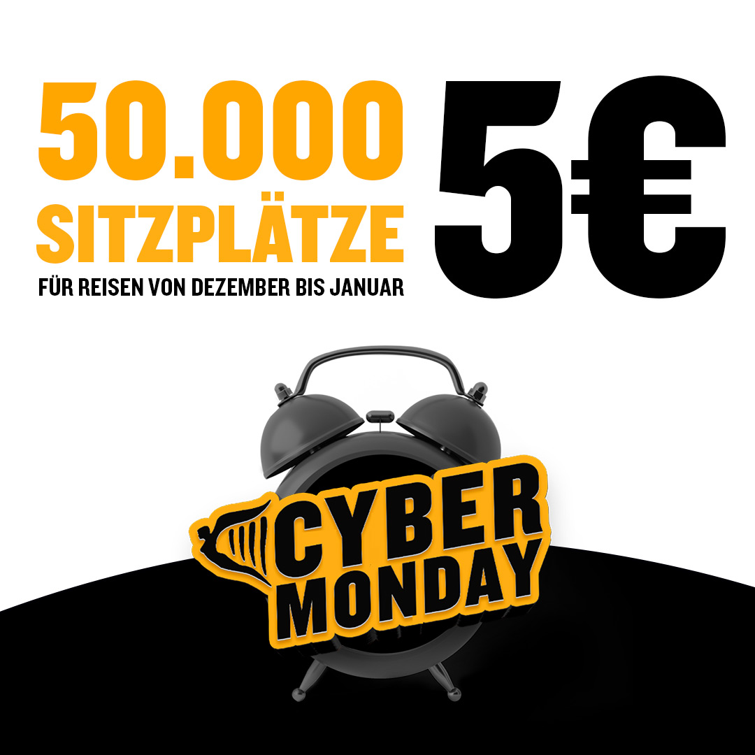 RYANAIR “CYBER MONDAY”-SALE: 50.000 SITZPLÄTZE AB NUR 5 EURO