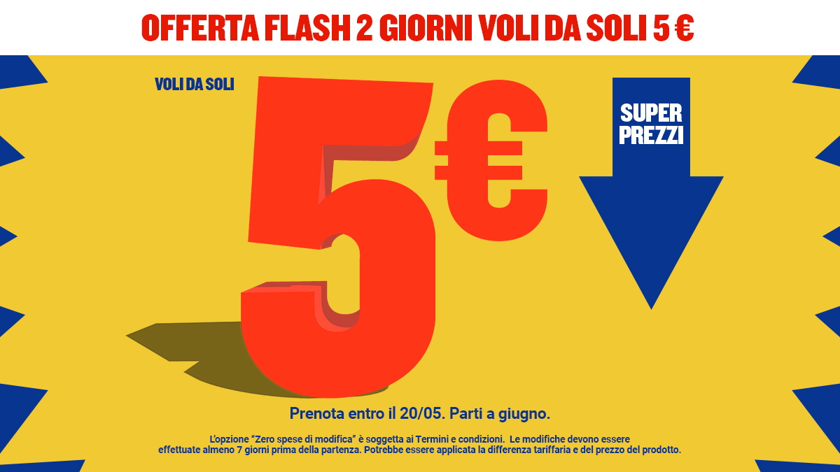 Ryanair Lancia Una Super Offerta Flash Voli A Partire Da Soli €5 A Giugno