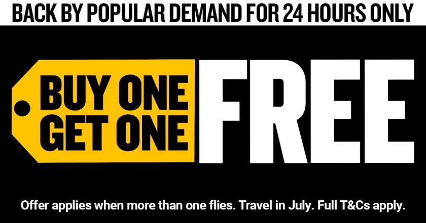 Ryanair Launches ‘Buy One Get One Free’ Summer Deal