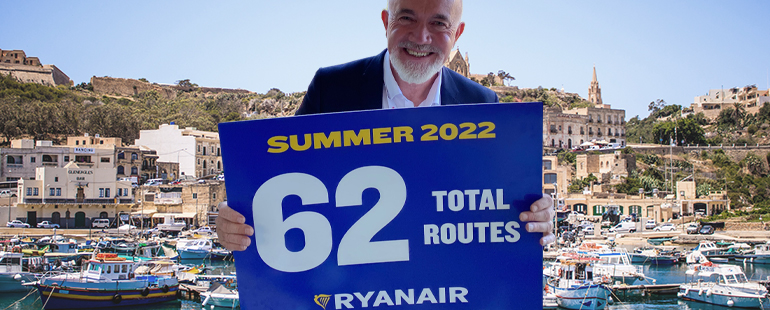 Ryanair Unveils Record Malta Schedule For Summer’22
