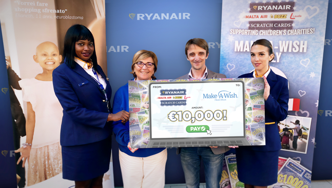 Ryanair Dona € 10.000 In Favore Di Make-A-Wish Italia