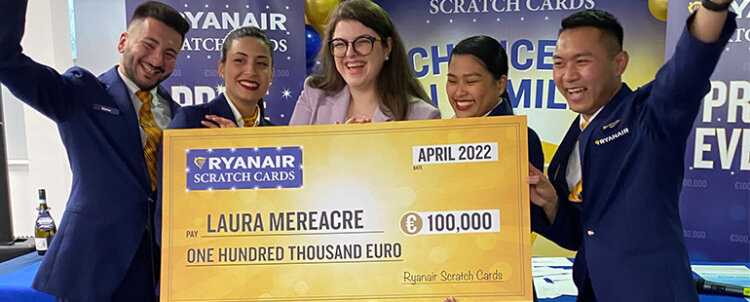 UNA FORTUNATA CLIENTE RYANAIR VINCE €100.000 GRAZIE A ‘WIN A MILLION