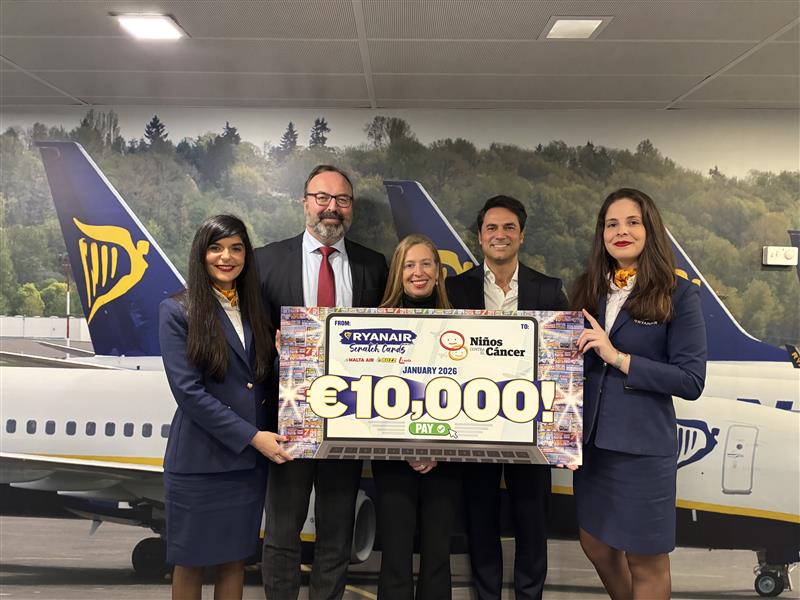 RYANAIR RENUEVA SU COMPROMISO CON NIÑOS CONTRA EL CÁNCER POR SEGUNDO AÑO CONSECUTIVO CON UNA DONACIÓN DE 10.000 €