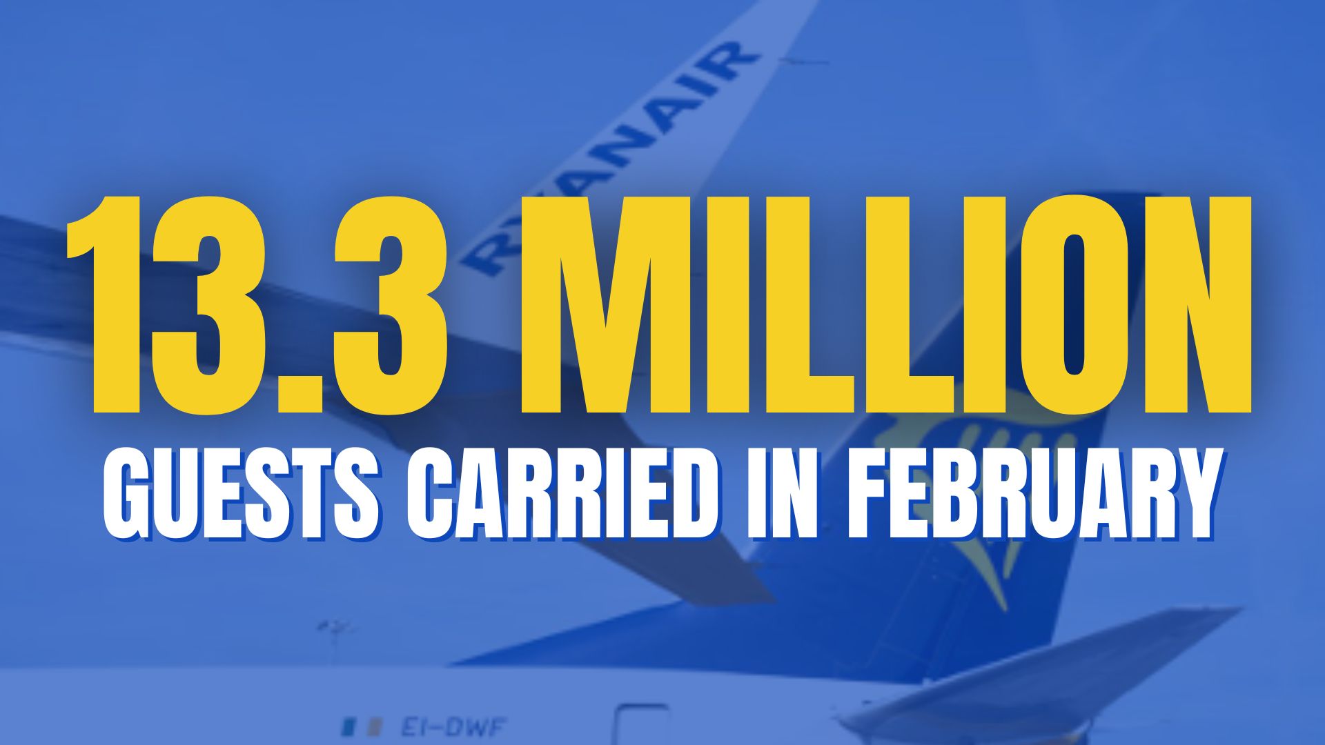 RYANAIR FEB TRAFFIC GROWS 6% TO 13.3M GUESTS